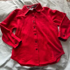 Metropolitan Red Cotton-Blend Long Sleeve Button-Up Shirt with Plaid Collar